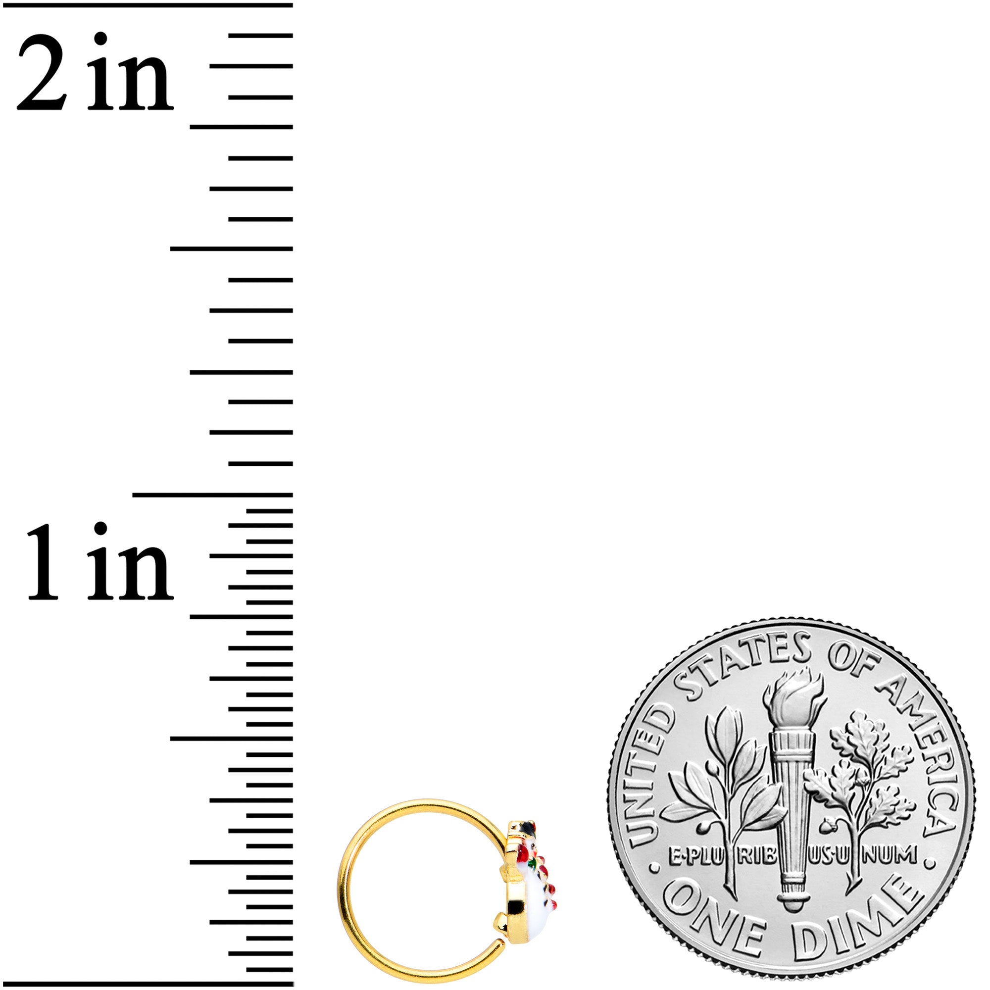 20G 5/16 Gold Tone Waving Snowman Christmas Nose Hoop