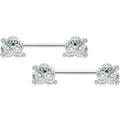 14G 9/16 Green Gem Sunglasses Octopus Barbell Nipple Ring Set