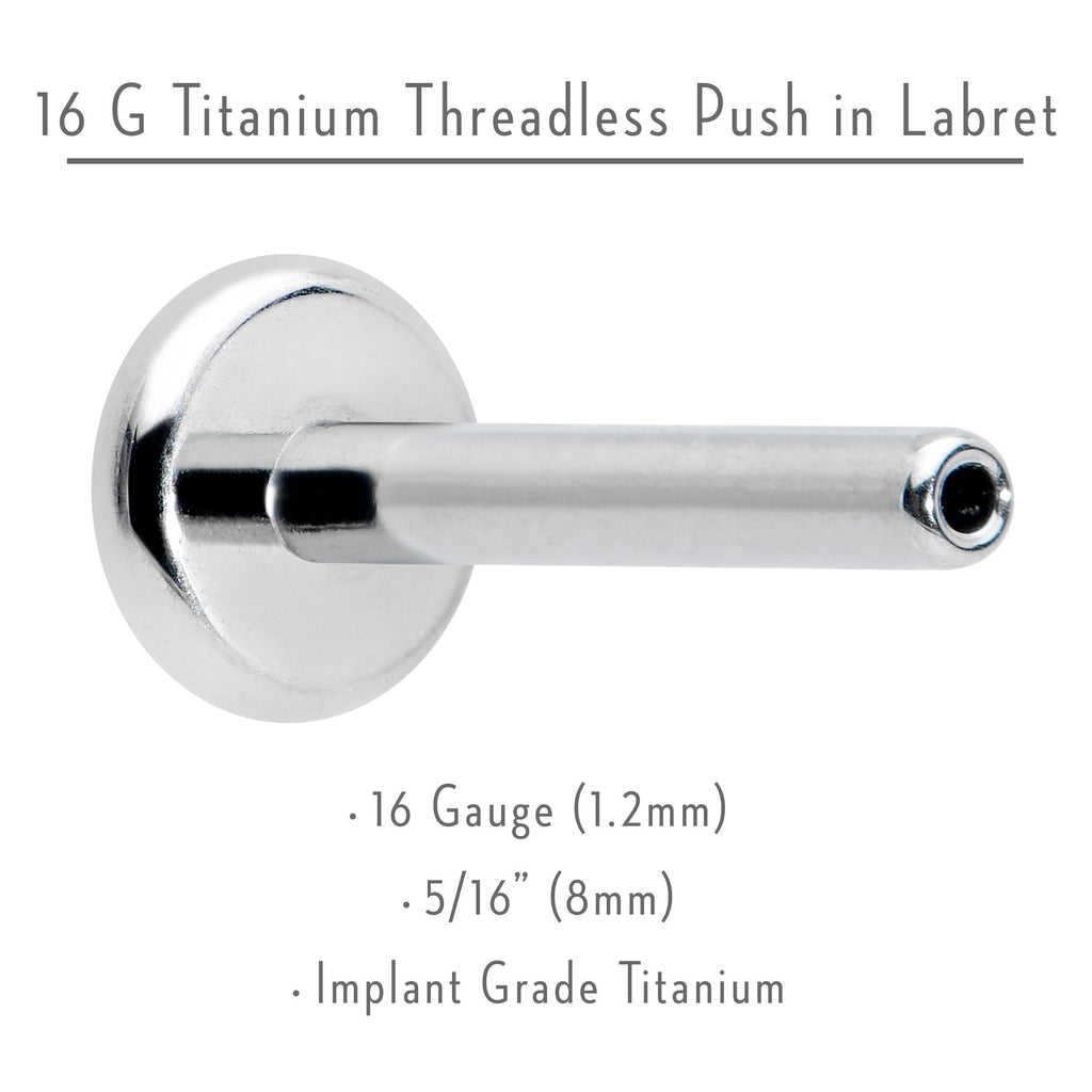 16G 5/16 G23 Titanium Threadless Post Only Labret Monroe Tragus