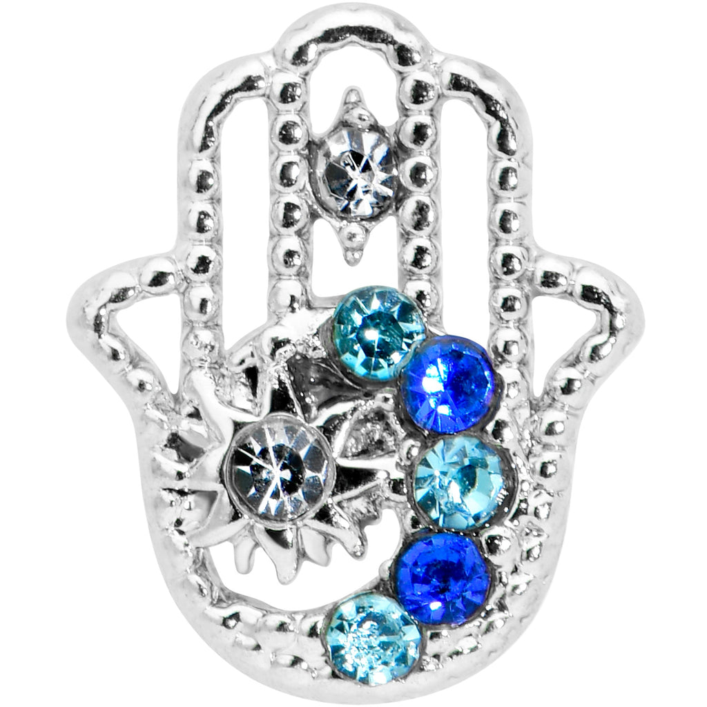 16G 5/16 Clear Blue Gem Texture Hamsa Labret Monroe Tragus
