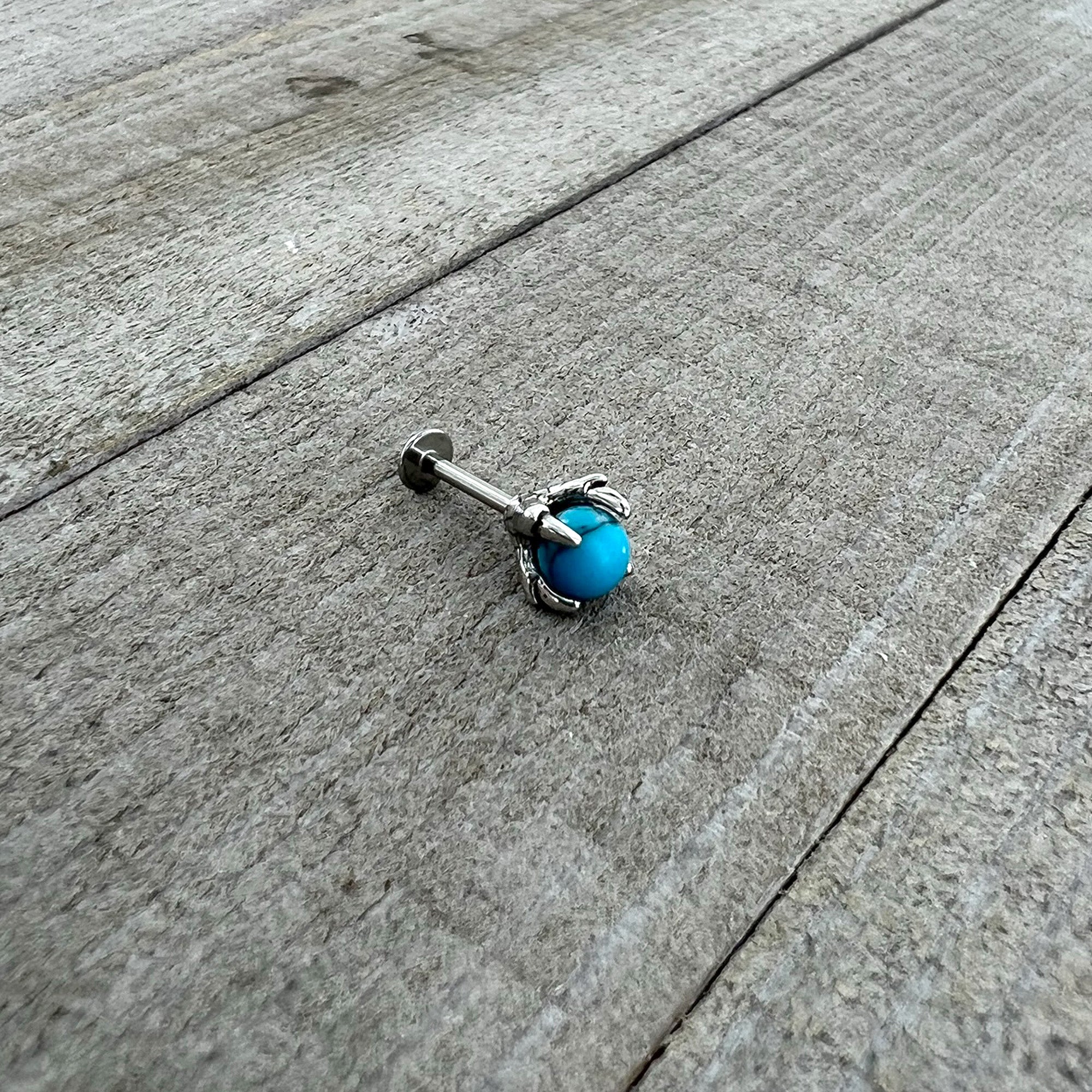 16G 5/16 Blue Turquoise Claw Hand Labret Monroe Tragus