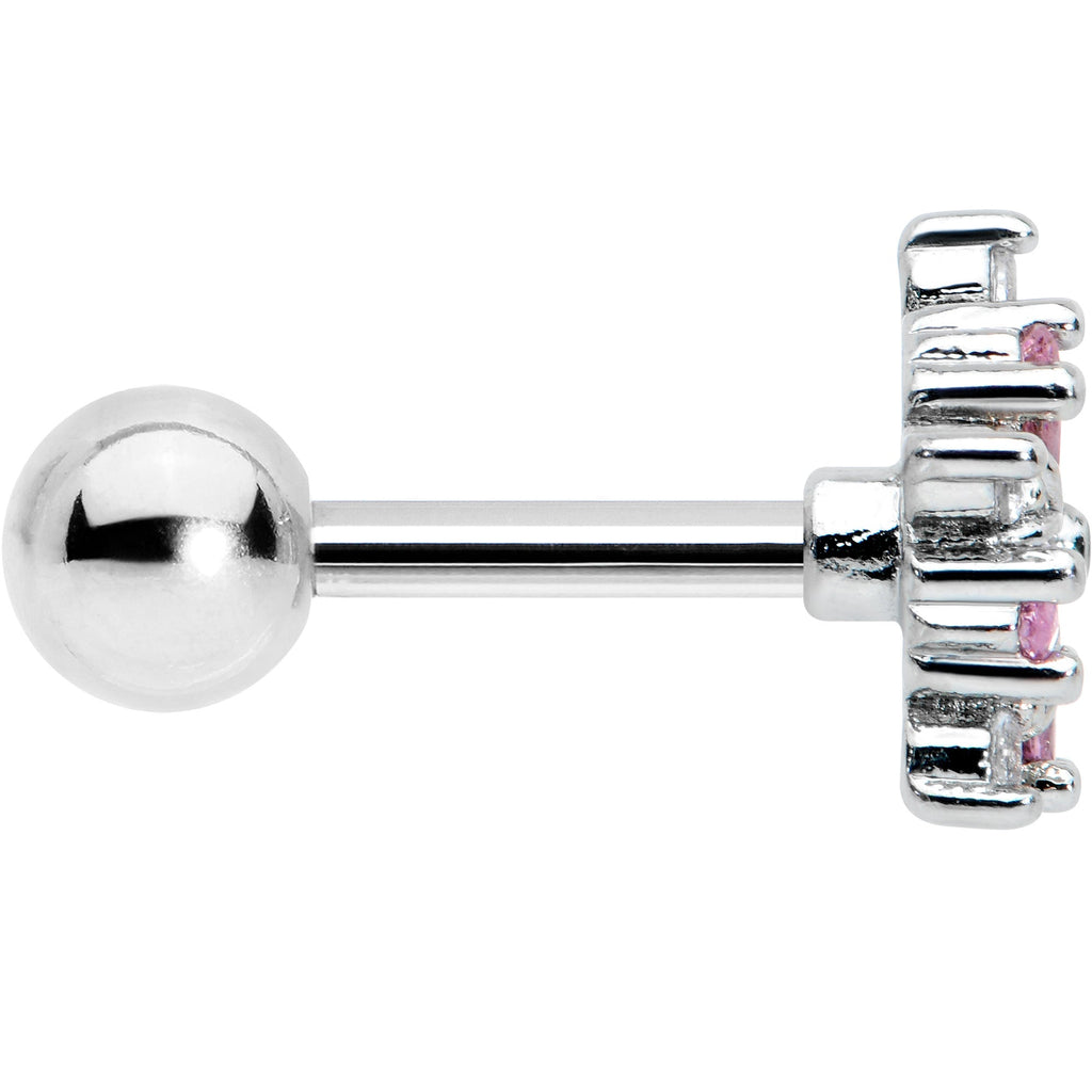 16G 1/4 Pink CZ Gem Floral Burst Cartilage Tragus Earring