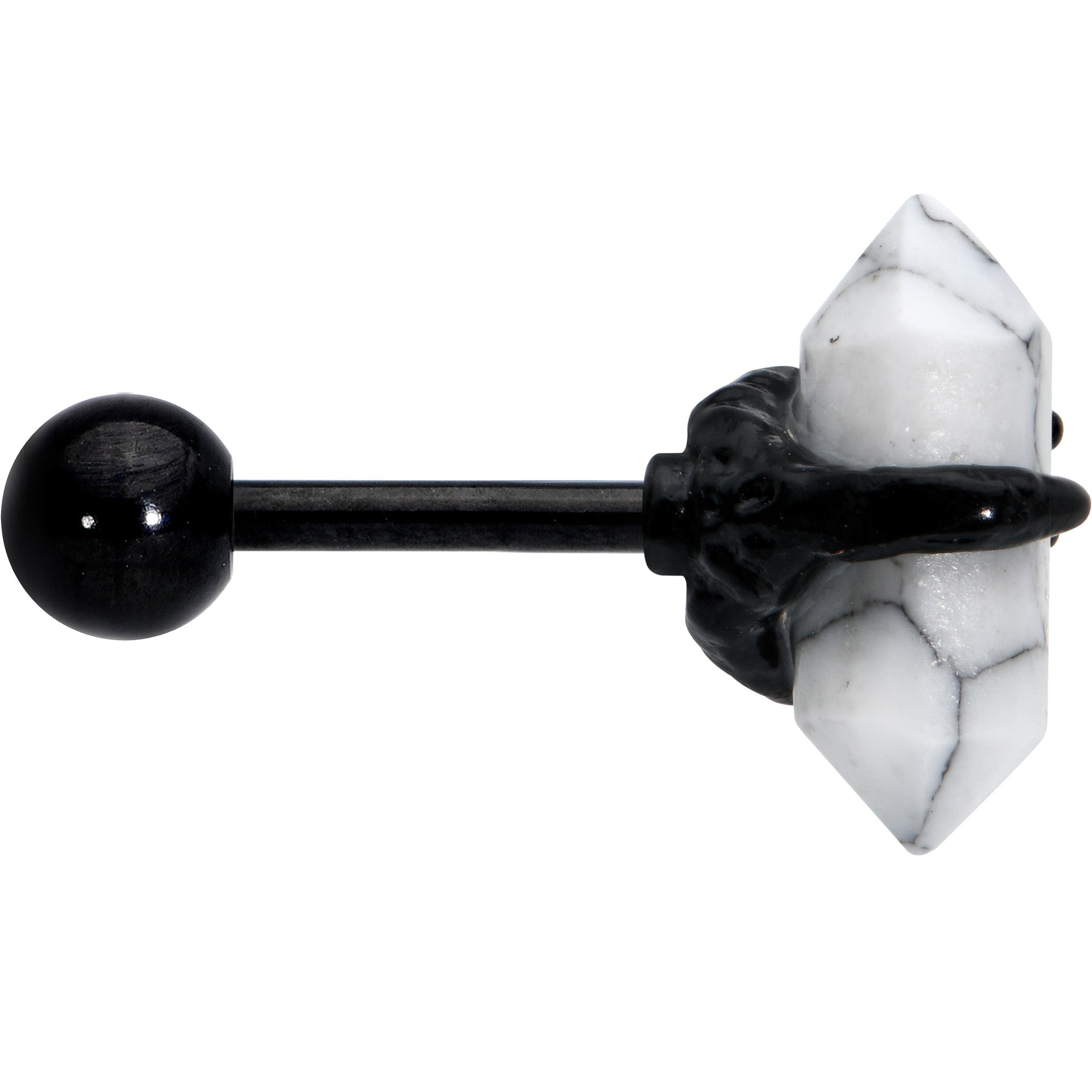16G 1/4 White Howlite Black Claw Obelisk Cartilage Earring
