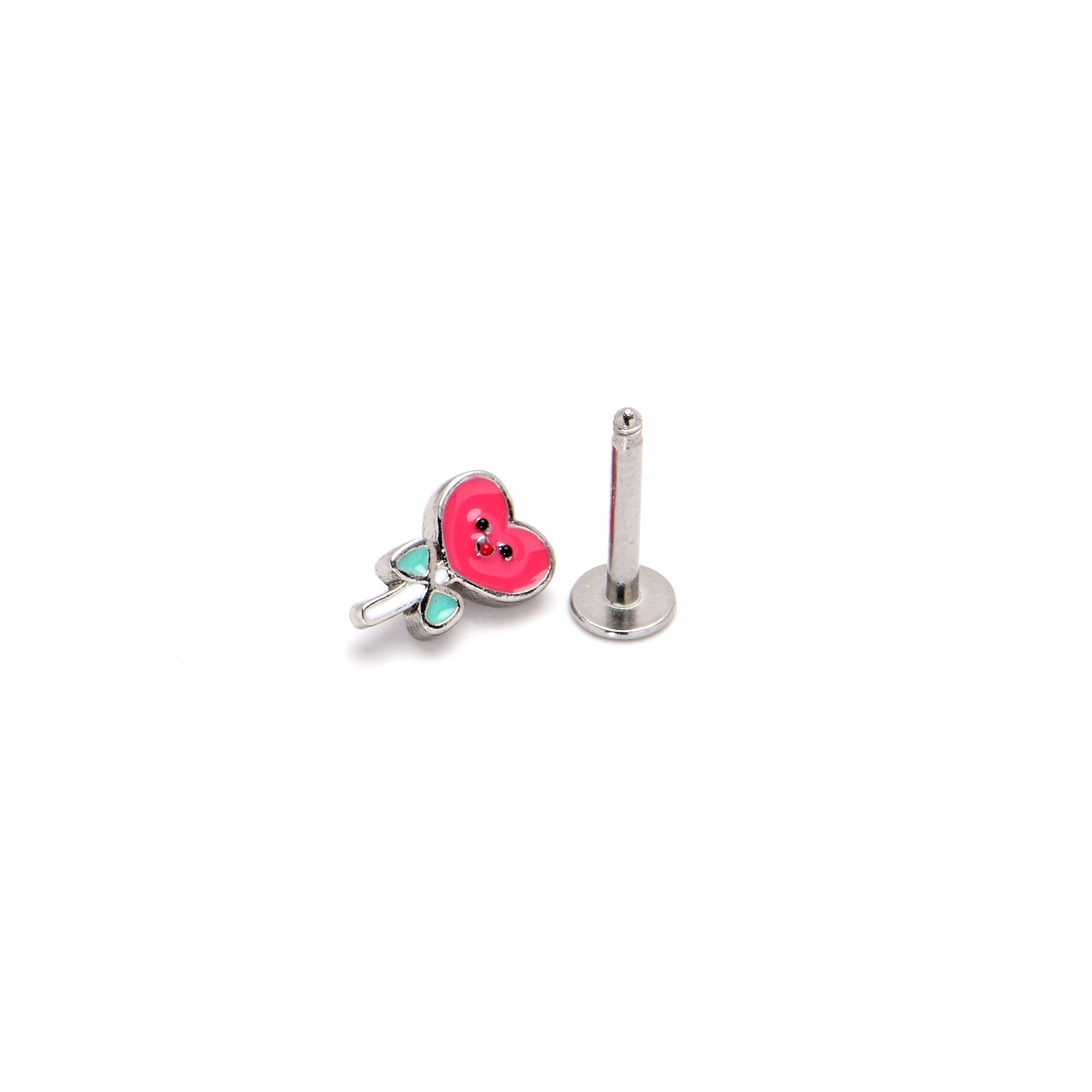 16G 5/16 Sweet Happy Heart Lollipop Labret Monroe Tragus