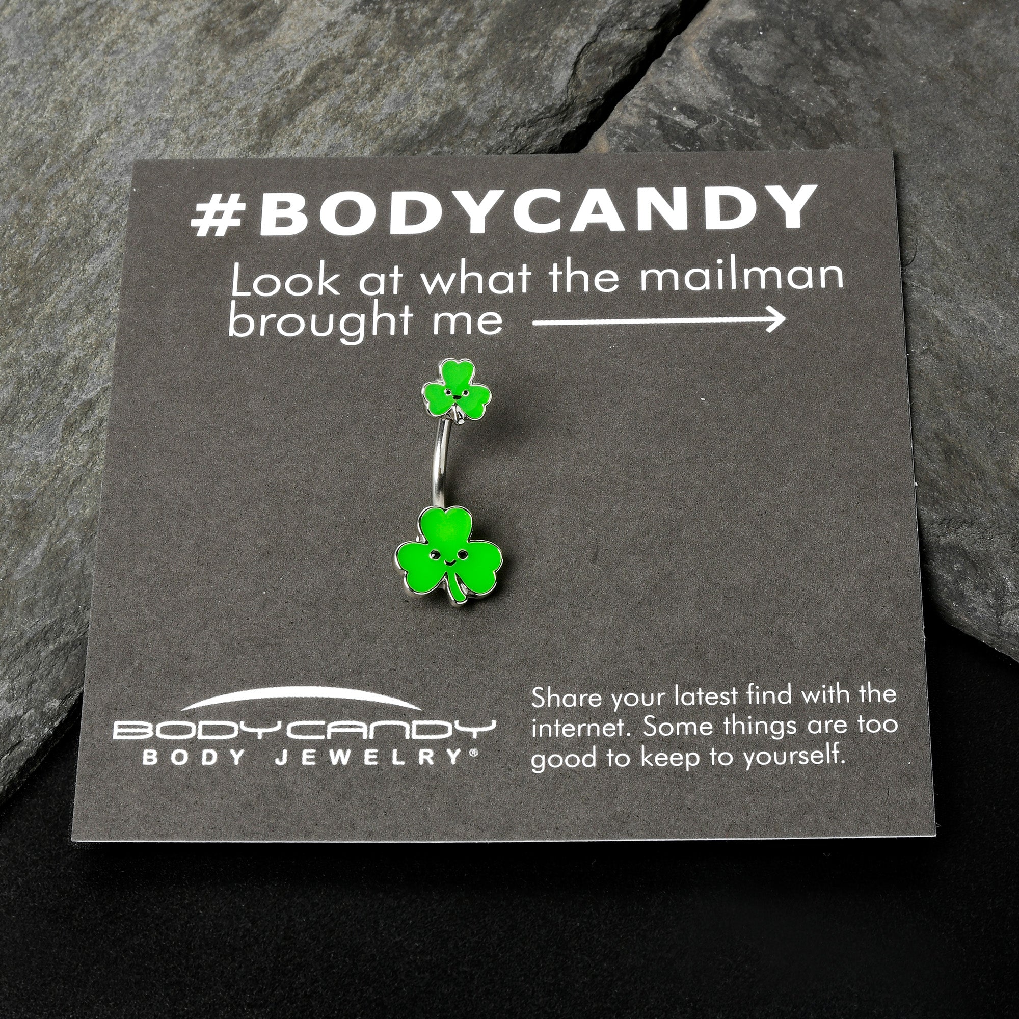 Sweet Happy Shamrocks St Patricks Day Double Mount Belly Ring