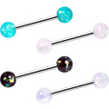 Green Aurora White Black Faux Opal Pack Tongue Ring Set of 4