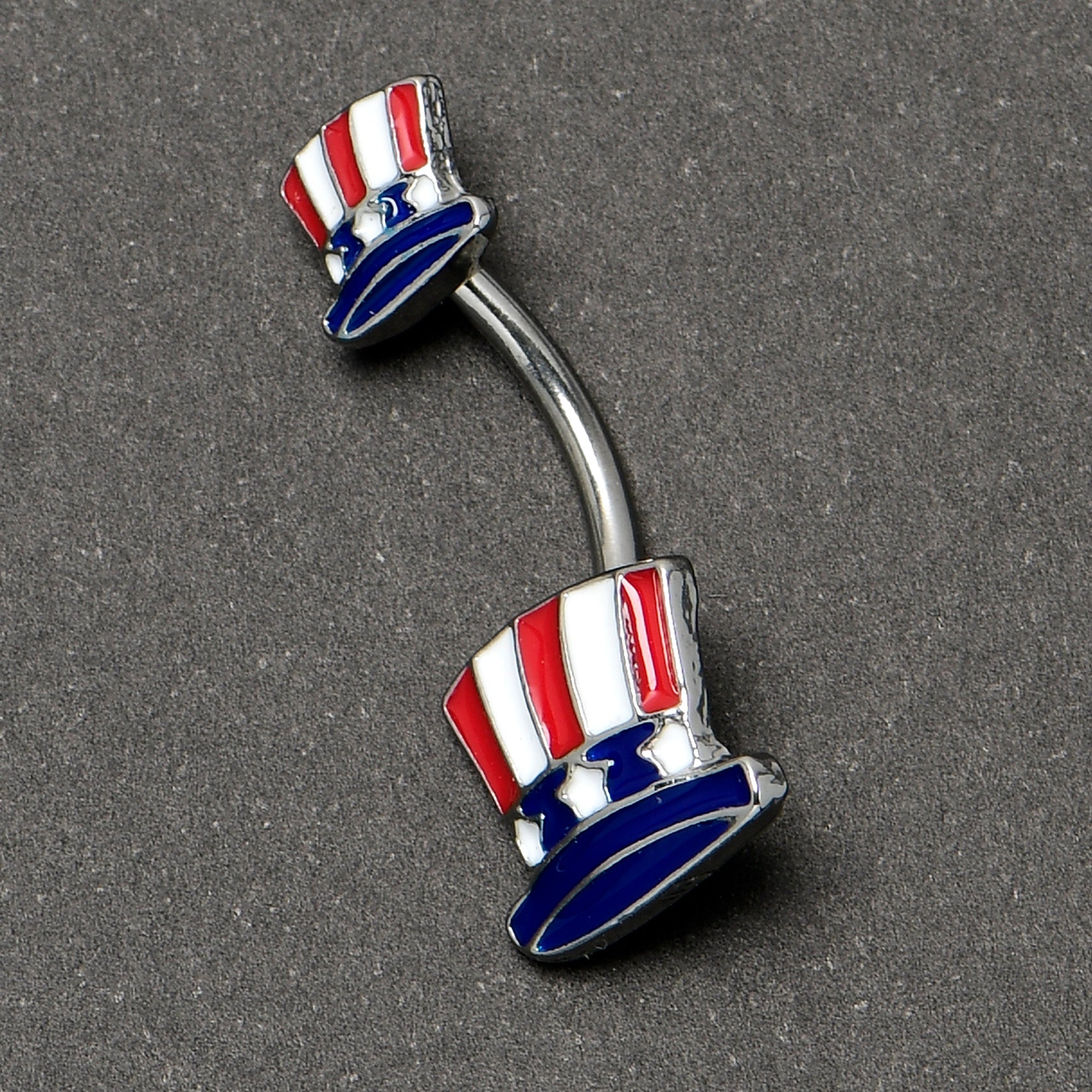 Patriotic Uncle Sam Top Hat Double Mount Belly Ring