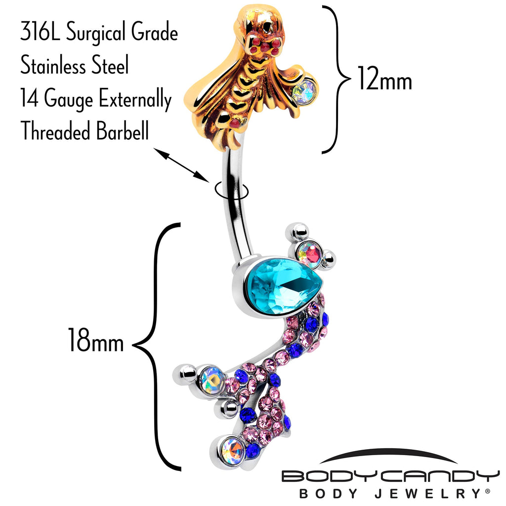 Aurora Gem Abstract Mermaid Double Mount Belly Ring