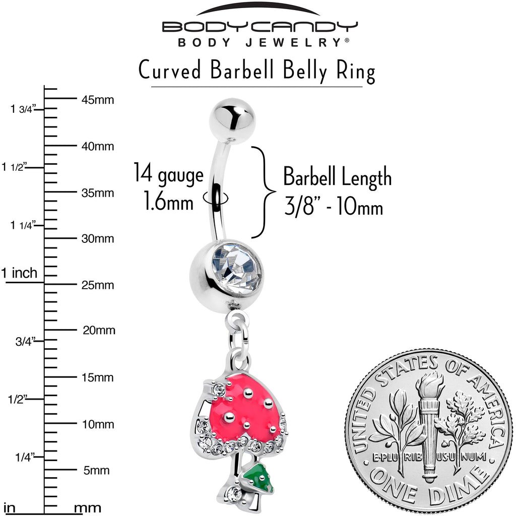 Clear Gem Glamour Shroom Mushroom Dangle Belly Ring