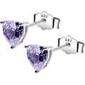 5mm CZ  Heart 925 Sterling Silver June Birthstone Stud Earrings