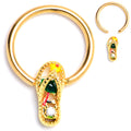 16G 3/8 Clear Gem Gold Tone Beach Sandal BCR Captive Ring
