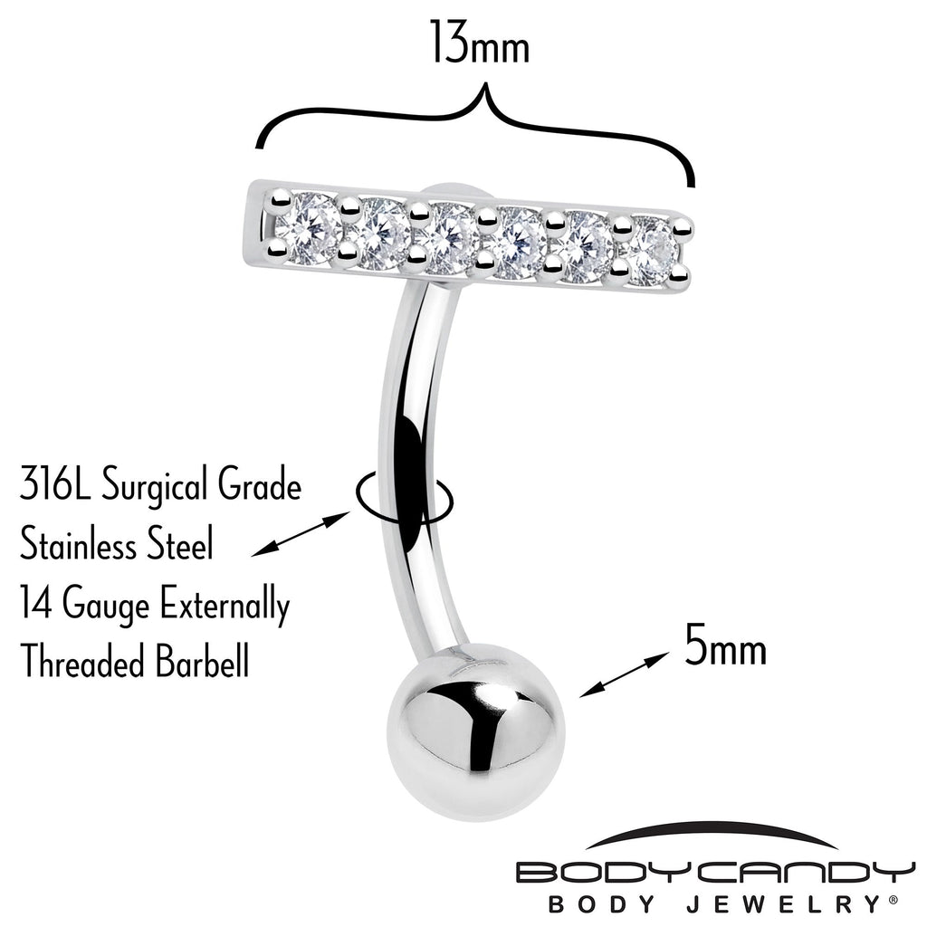 Clear CZ Gem Luxe Bar Belly Ring