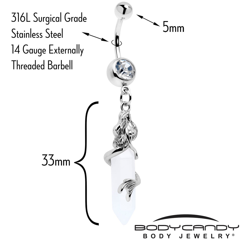 Clear Gem Mermaid Rider Dangle Belly Ring