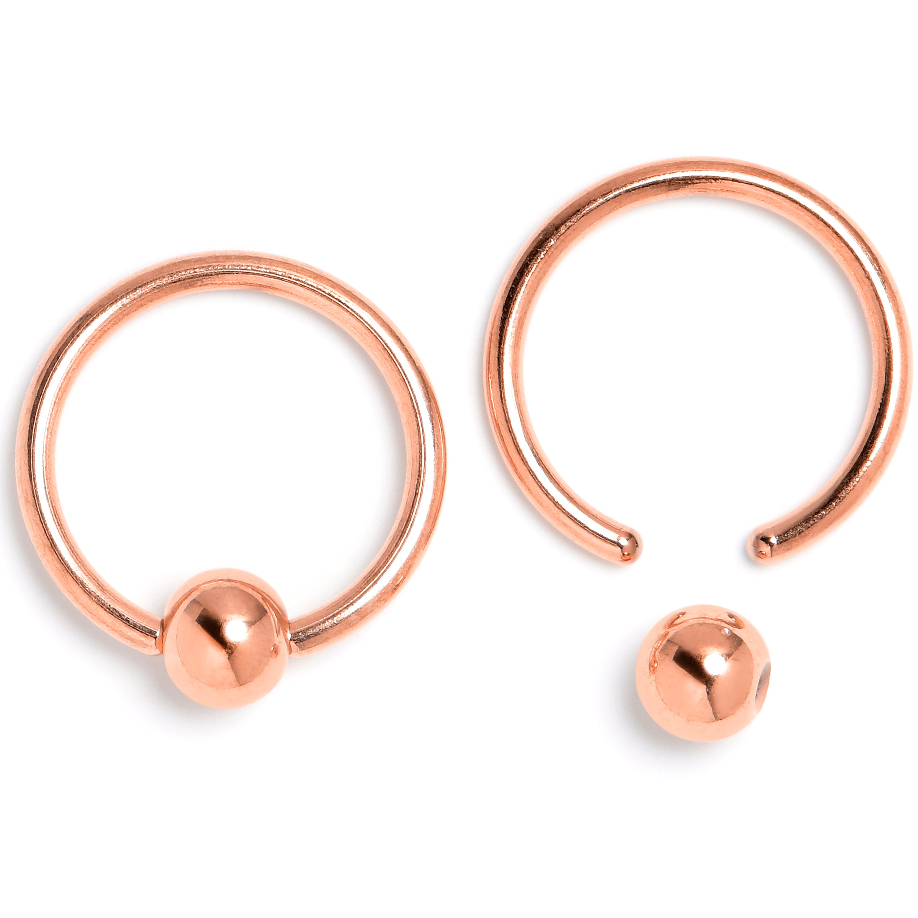 16G 3/8 Clear Gem Rose Gold Tone Mystical BCR Captive Ring Set of 4