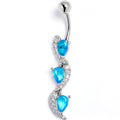 Blue Clear CZ Gem Super Style Swirl Dangle Belly Ring