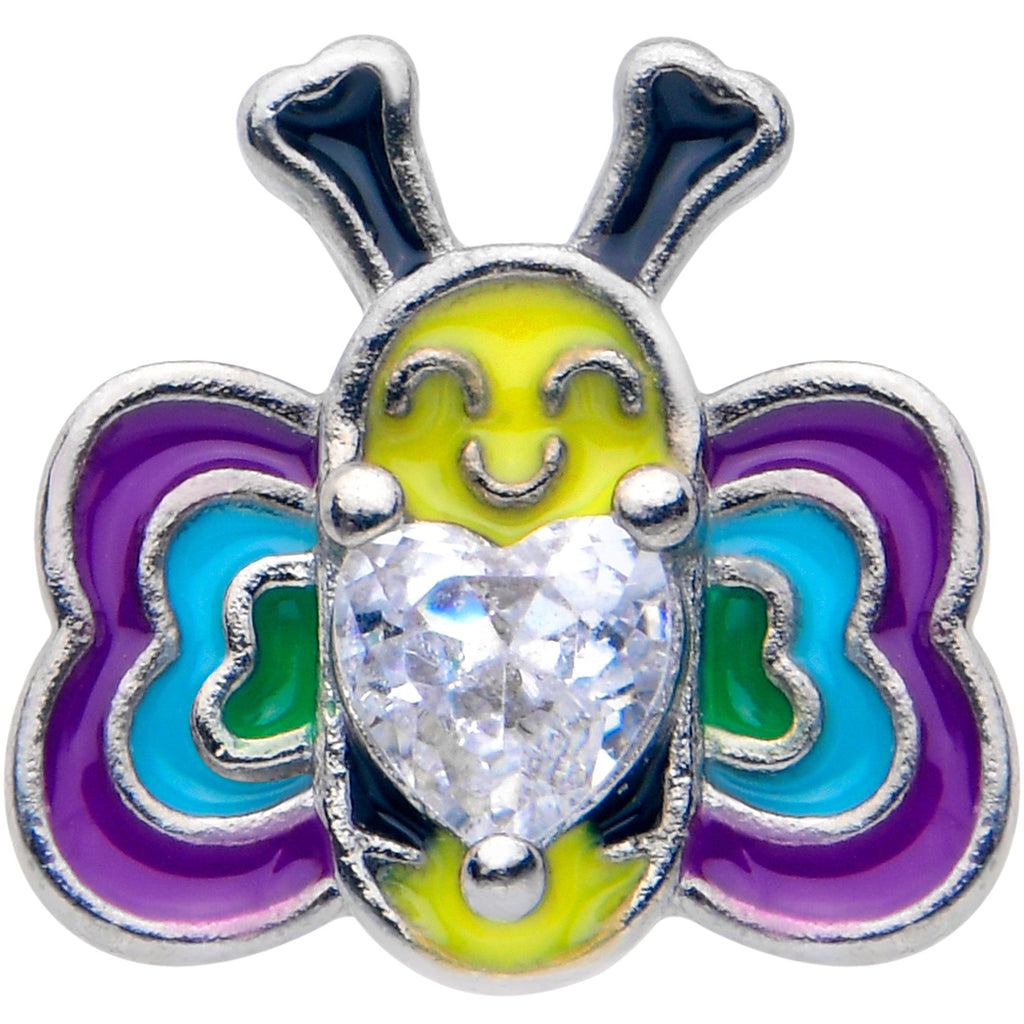 16G 5/16 Clear CZ Gem Butterfly Love Bug Labret Monroe Tragus