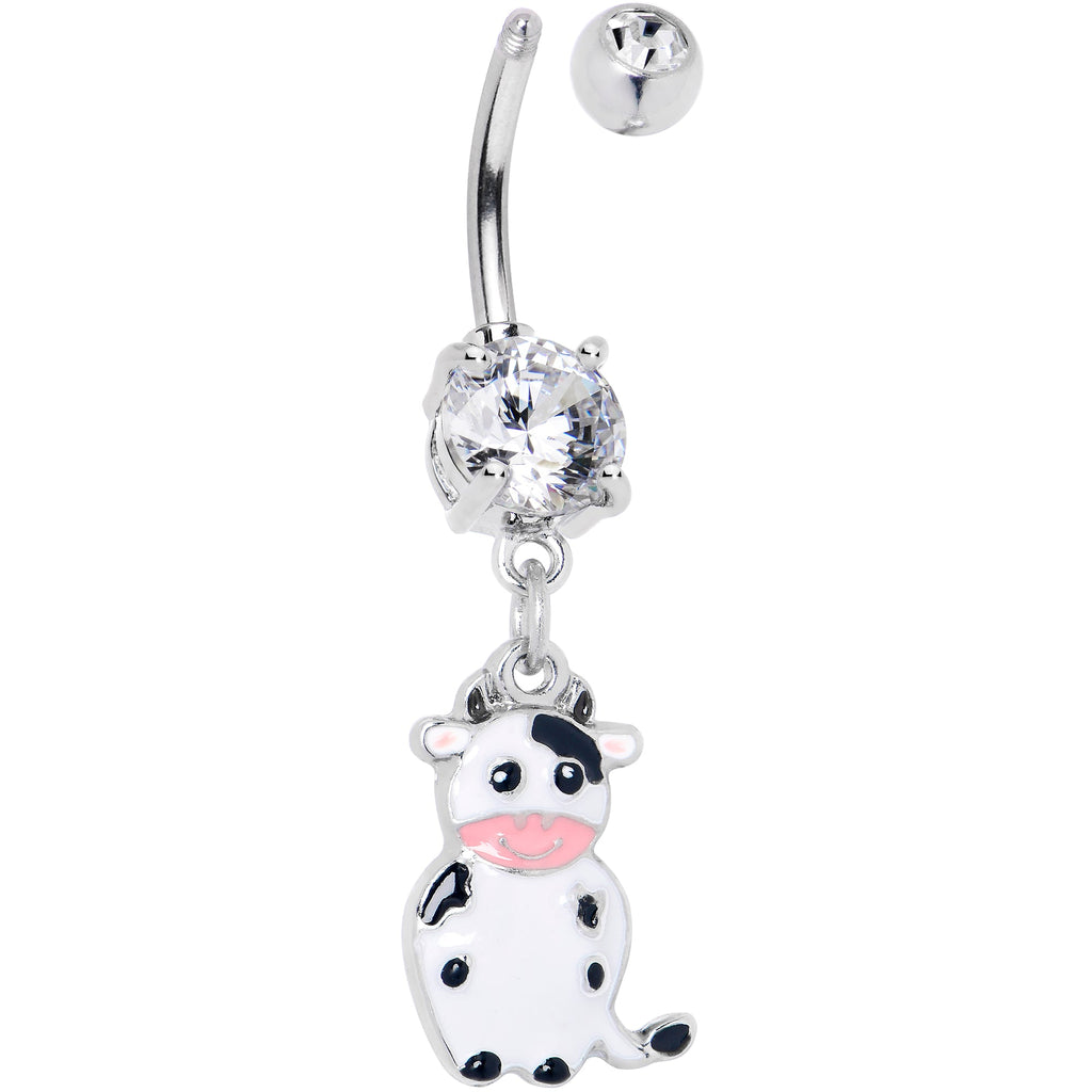 Clear Gem Moo Cow Cutie Dangle Belly Ring