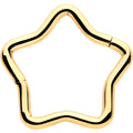 16G 5/16 Gold Tone Star Shaped Hinged Segment Ring