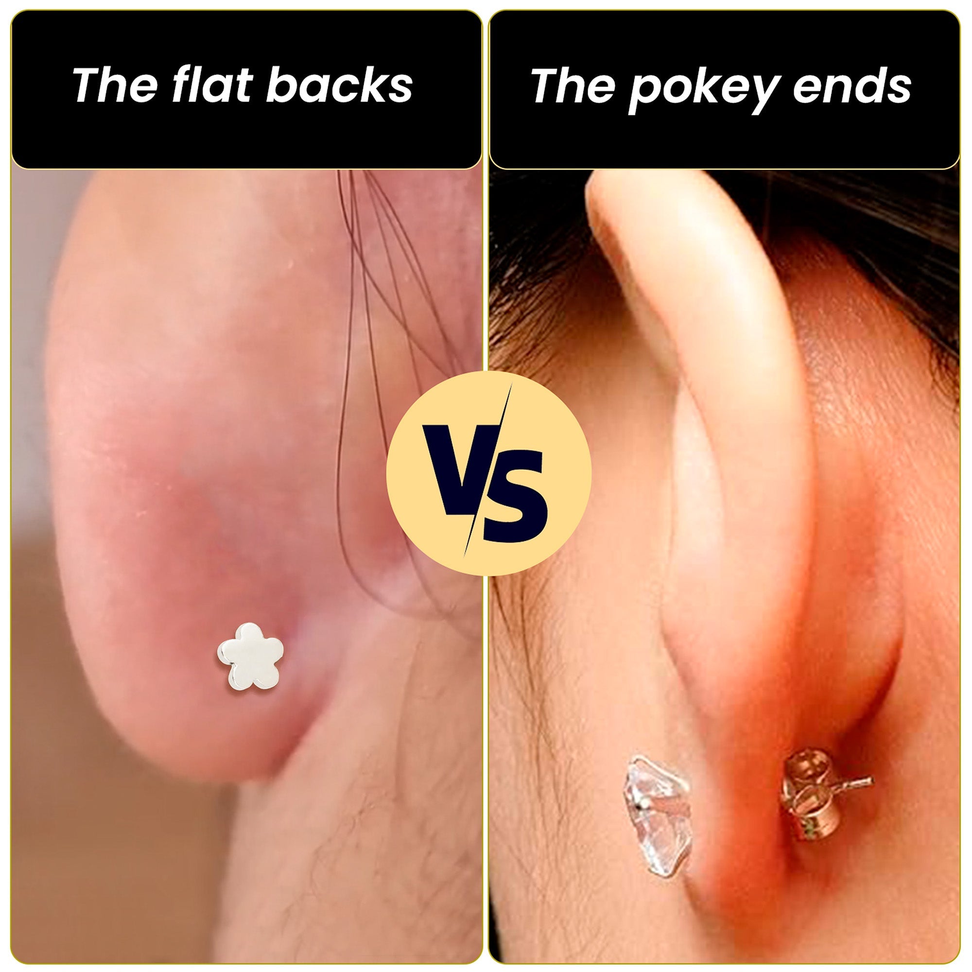 18G 1/4 Clear Gem Implant Grade Titanium Leaves Threadless Flatback Stud