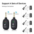 A8 UHF Wireless Guitar System, Rechargeable Transmitter & Receiver, 20Hz-20kHz Full Frequency, USB Charging for Guitar, Violin,