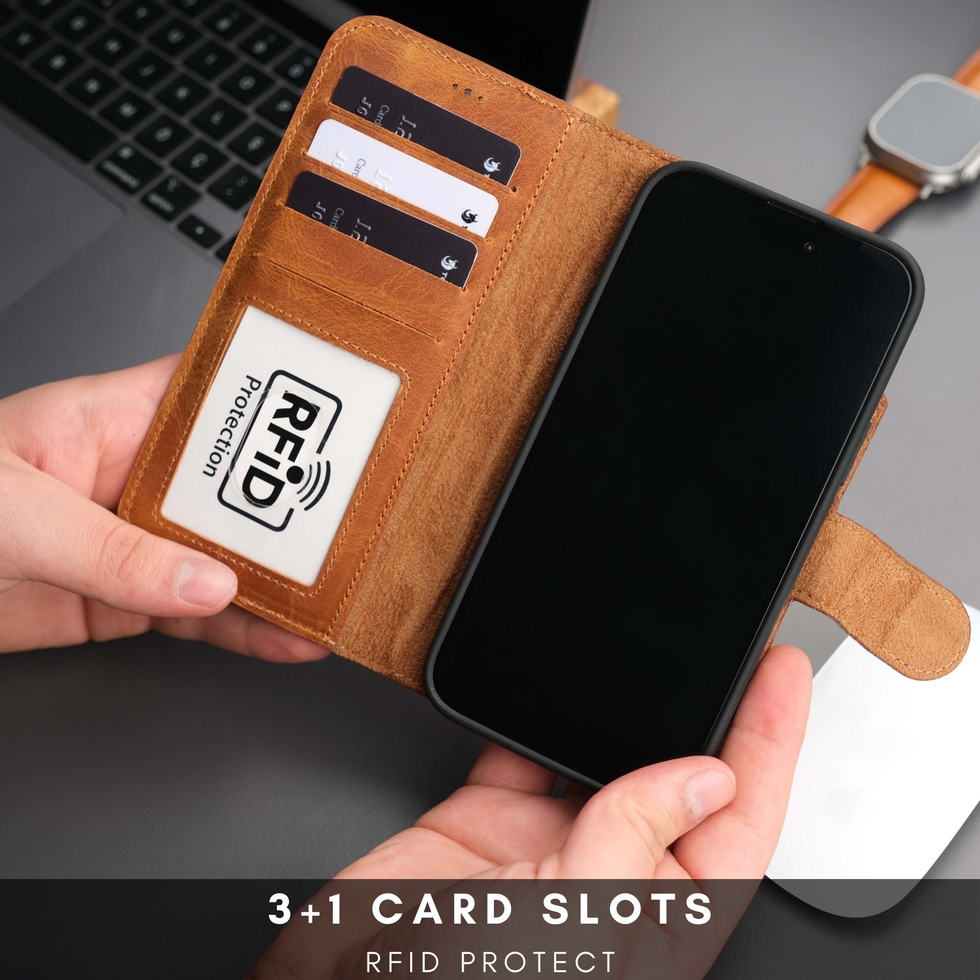 Casper Leather iPhone 14 Plus Wallet Case | MagSafe