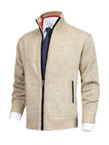 Men's Plus Size Zip Up Ribbed Hem Cardigan