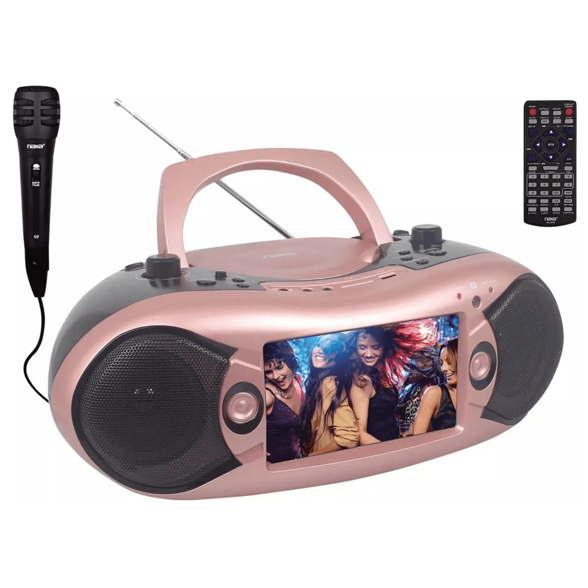 Naxa 7” Bluetooth TV DVD Boombox with Mic Rose Gold - Refurbished