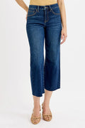 RISEN Full Size Tummy Control High Rise Crop Wide Jeans Plus Size