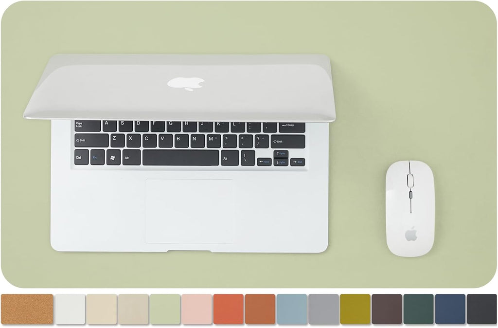 Cork Desk Mat - Small Dual-Sided Desk Pad for Office and Home - Desk Organization and Accessories - Ideal for Large Mouse Pad and Small Desk Mats on Top of Desks(Light Green,23.6"X 13.8")