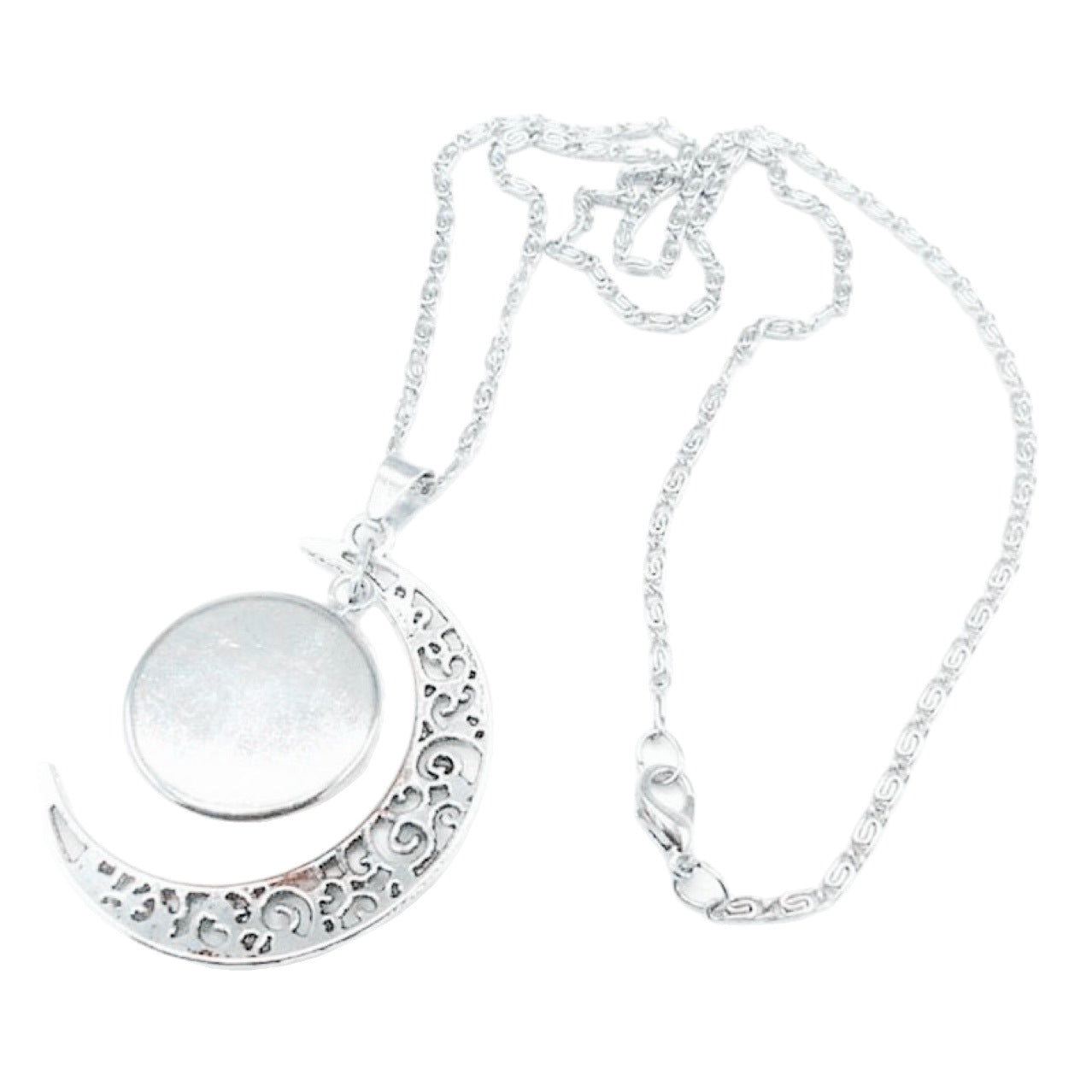 Zodiac Time Gem Luminous Necklace for Women, Simple Silver Moon Pendant Choker