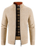 Men's Plus Size Zip-Up Long Sleeve Cardigan