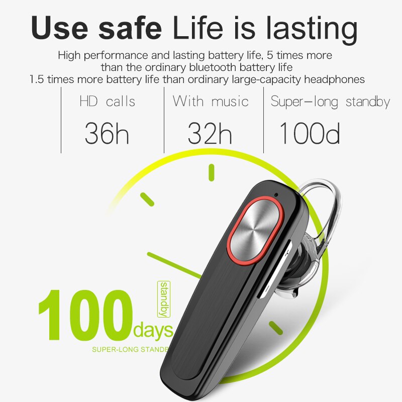 Wireless Bluetooth Headset Long Standby with Mic Handsfree Wireless Bluetooth Earphone Headphones Colorful Ear Hook  For Phone