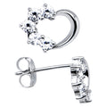 14k White Gold CZ Hollow Heart Stud Earrings