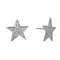 14k White Gold 15mm CZ Paved Star Stud Earrings