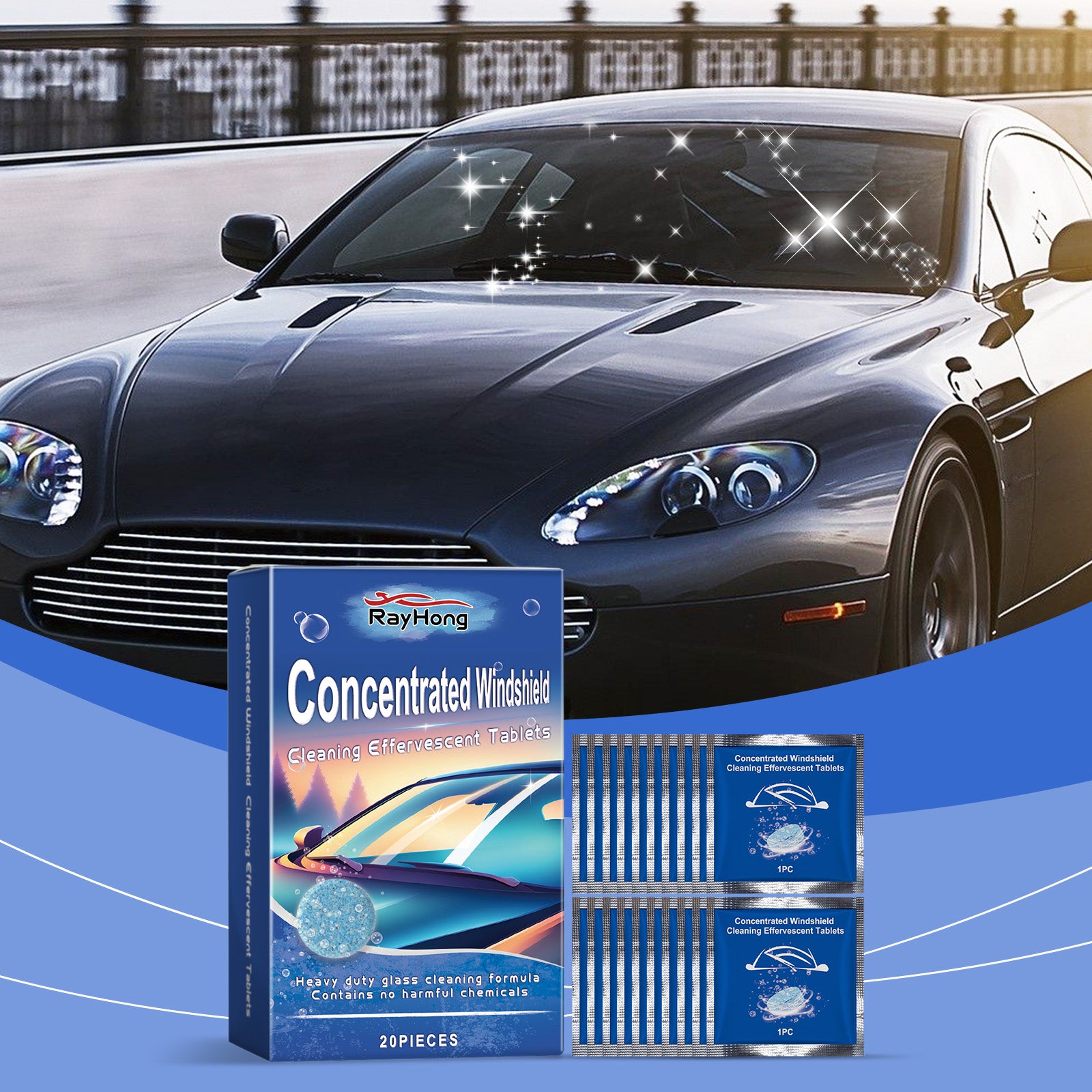 Rayhong Windshield Cleaning Tablets Car Windows Waterproof And Rain Cleaning Stains Daily Maintenance Effervescent Tablets