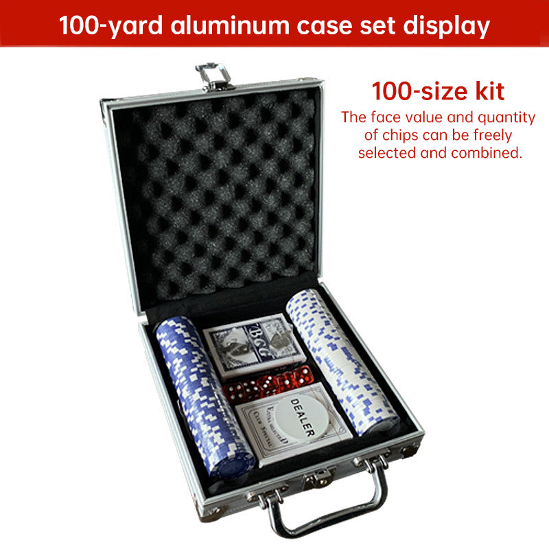 500 PCS Poker Chip Set in Locking Aluminum Briefcase - Texas Hold'em Gambling Kit with Dice, Dealer Button & Cards