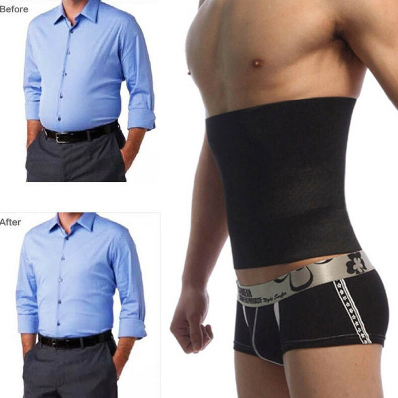 Men's waist trainer gym corset comparison before and after improvement in body shape and appearance.