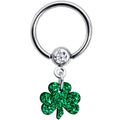 Green Glitter Shamrock Captive Ring