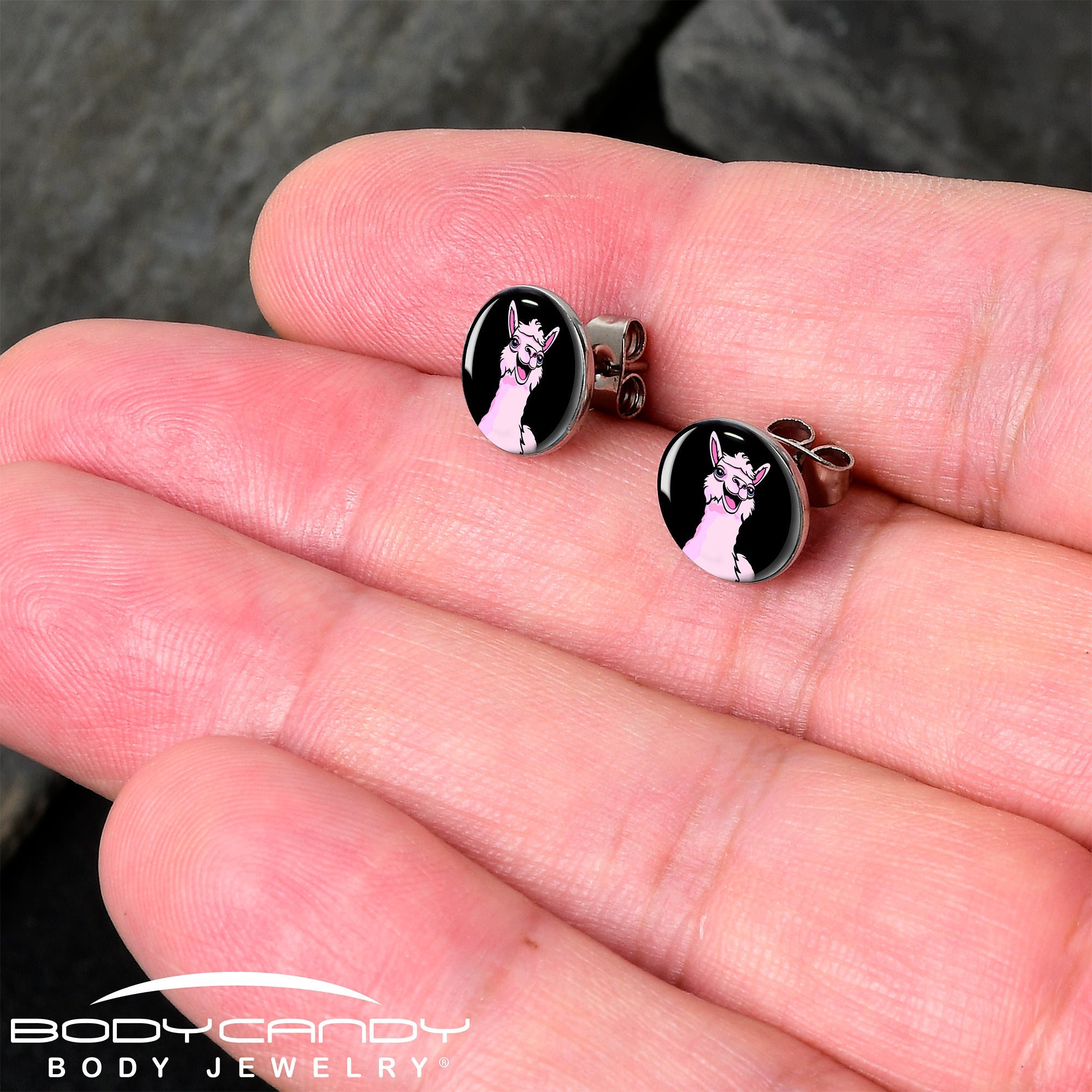 Pink Happy Llama Stud Earrings by Onyx O
