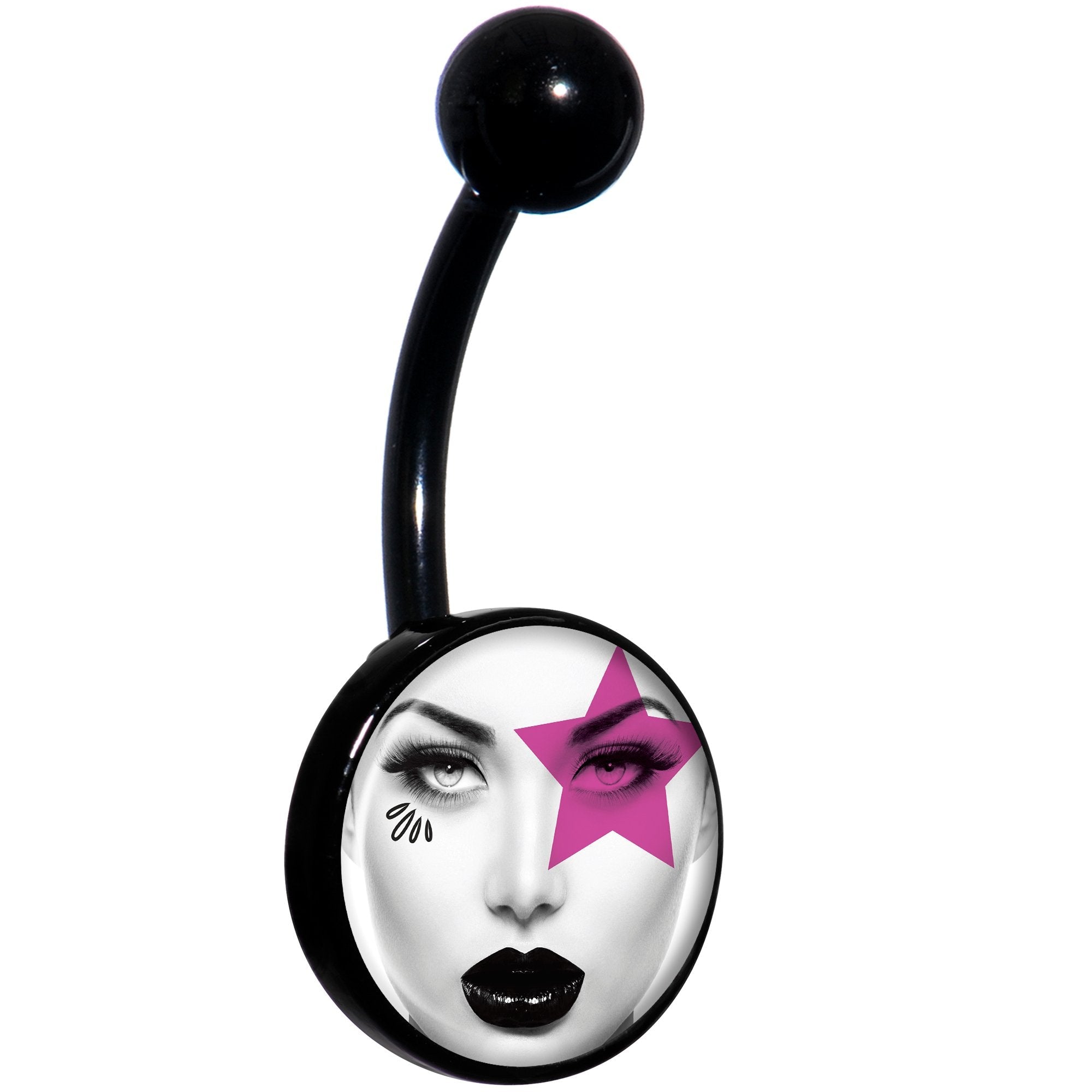 Pretty Pink Model Super Star Black Belly Ring