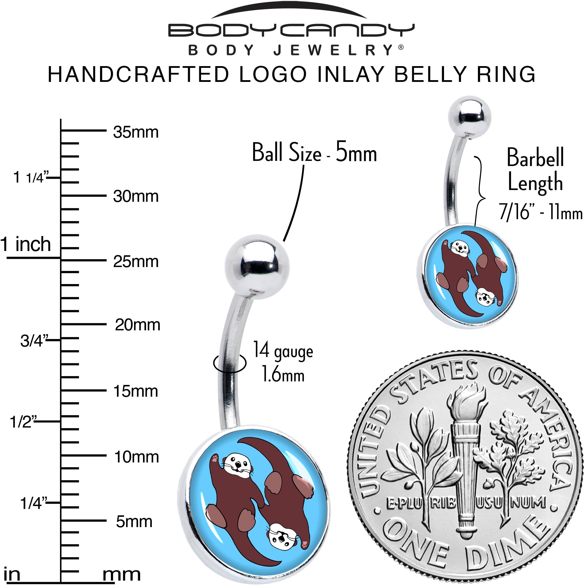 Oh My Otters Animal Belly Ring by Onyx O