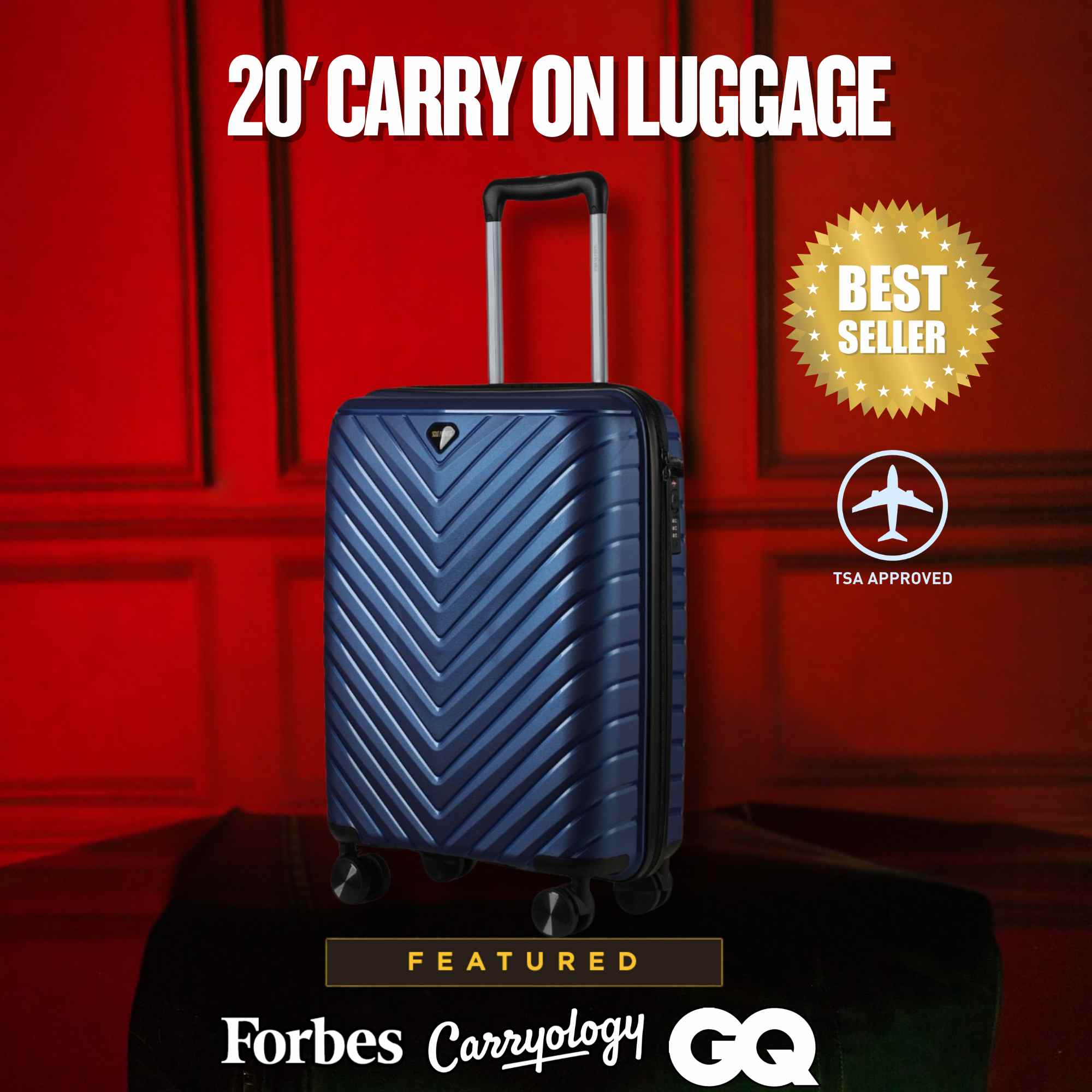20-inch Blue Carry-On Hardcase Roller Luggage