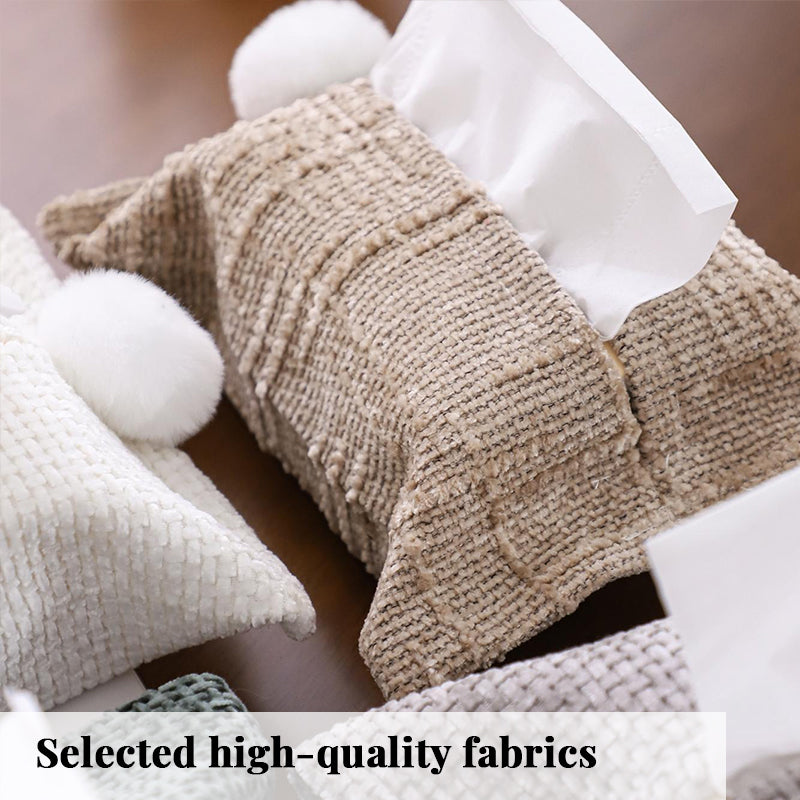 Chenille Tissue Cover & Napkin Organizer - Soft Plush Cloth Dispenser for Kitchen, Bathroom, Car