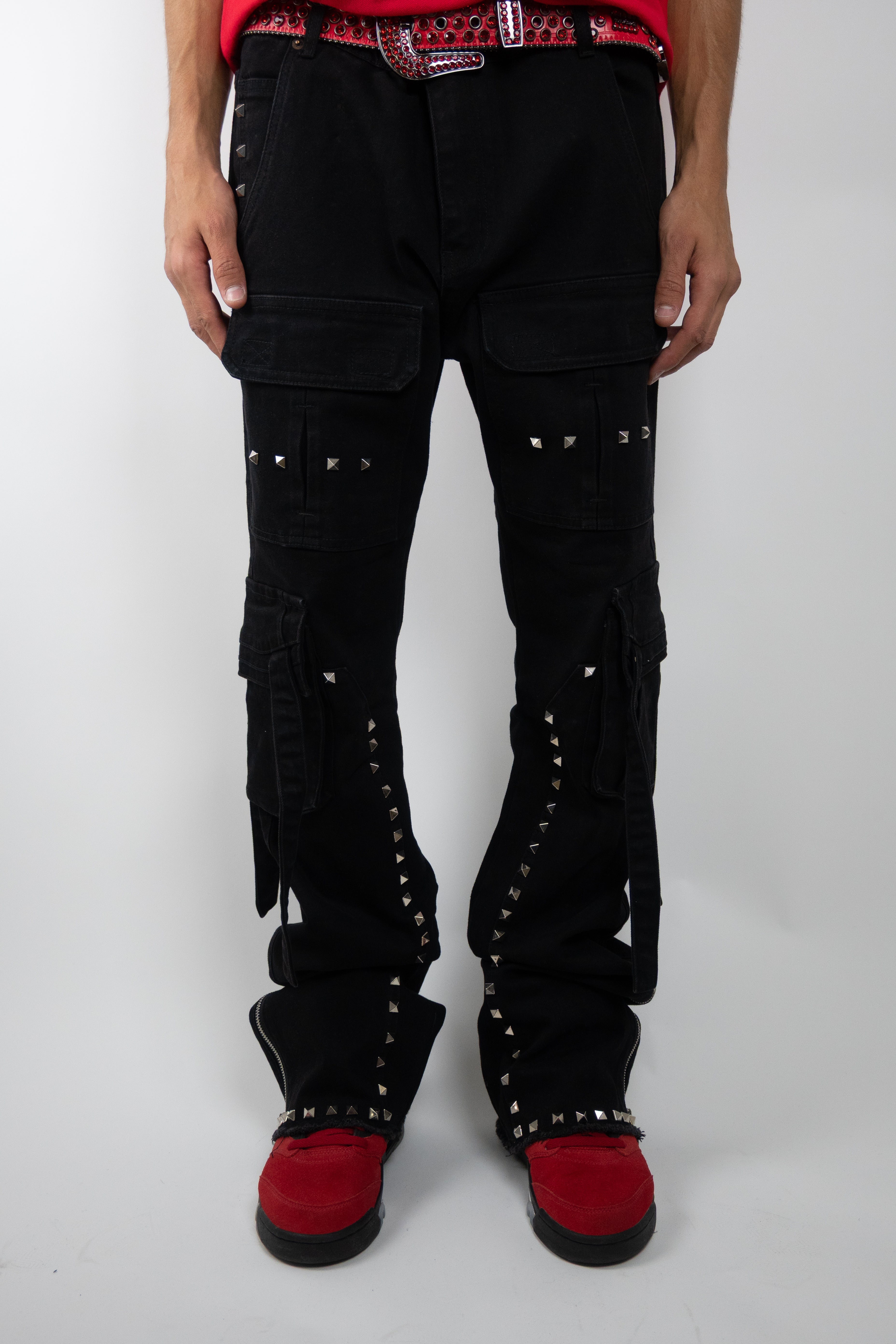 RM206SK -Studded Stacked Cargo Jeans