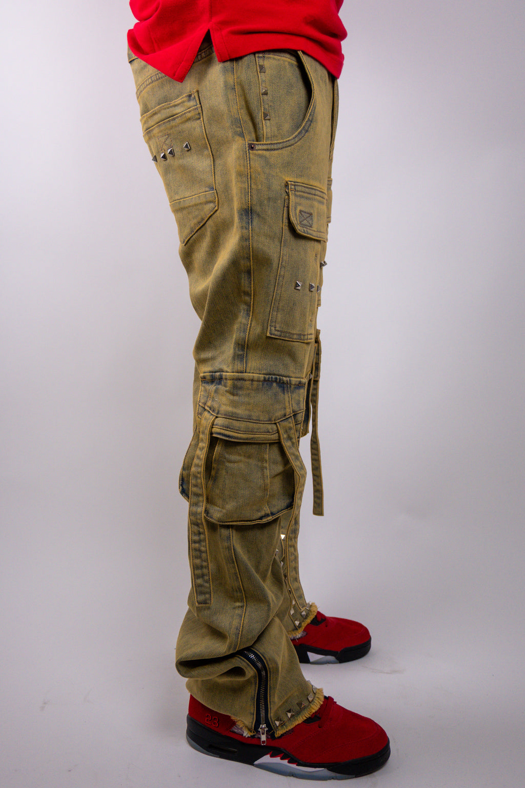 RM206SK -Studded Stacked Cargo Jeans