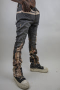 RM203SK - Graphic Printed Stacked Jeans