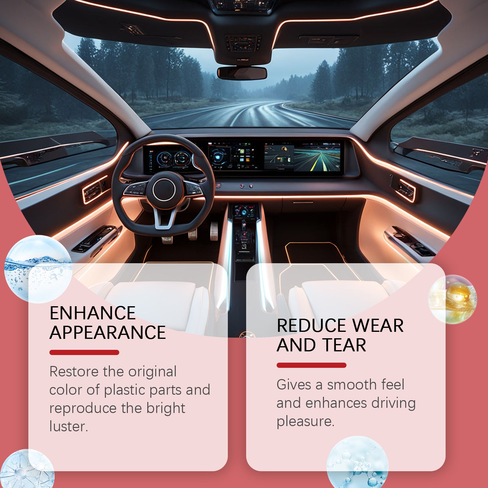 Rayhong Automotive Interior Plastic Retreader, Interior Cleaning Anti-Scratch Smooth As New Maintenance Agent