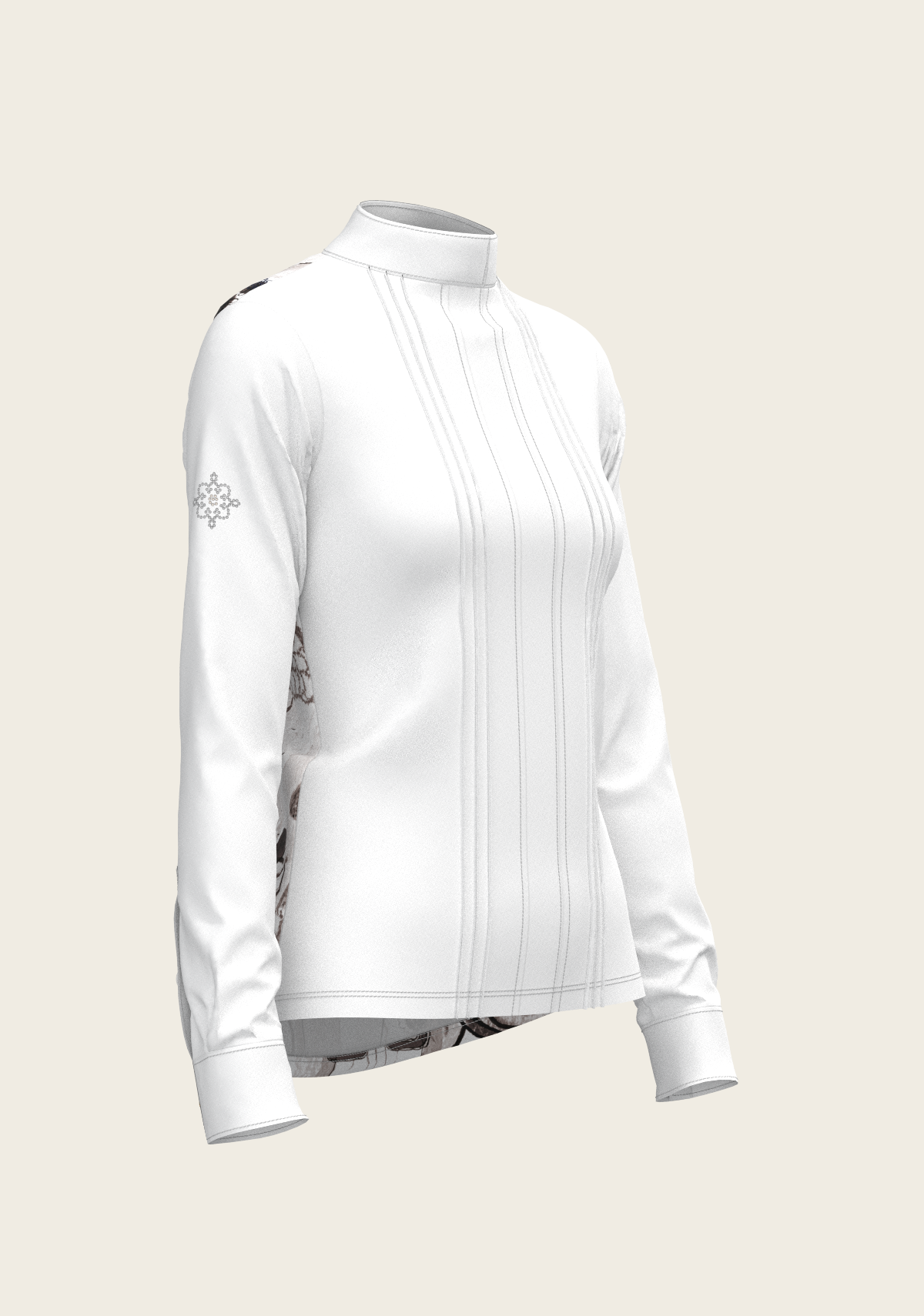 The Horse Fair Monochrome Long Pleated Long Sleeve Sleeve Show Shirt