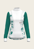 Daydreaming Horses in Green Short Pleated Long Sleeve Show Shirt