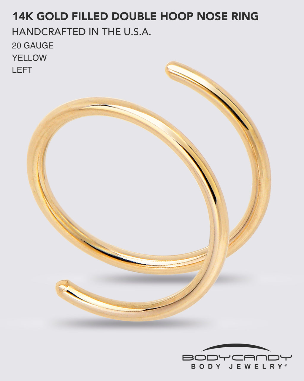 Double Hoop Nose 14k Yellow Gold Filled Spiral Nose Ring 20G 8mm Left